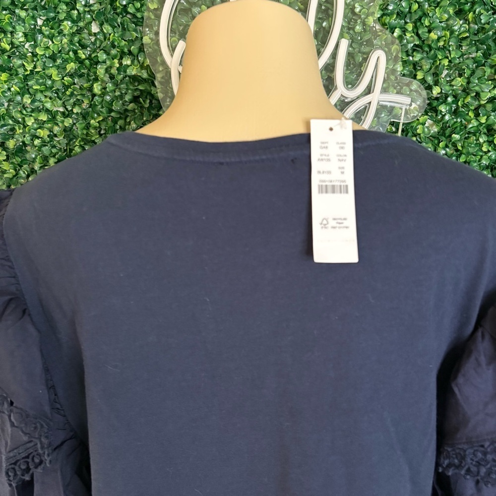 J. Crew Navy Embroidered Blouse Black Size M - Picture 7 of 8